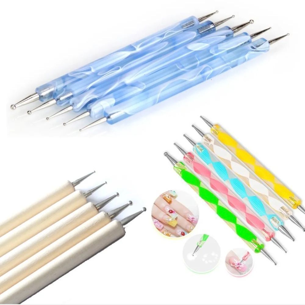 3 Color 5PCS Dotting Manicure Tools Marbleizing Painting Dot Pen Nail Art Paint